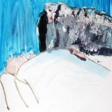 boys with crocodiles on the beach to Untitled, Oil on coated paper, 30x30cm, 2011