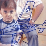 Boy with His Toy Airplane, Oil on canvas, 73x100cm - 2003